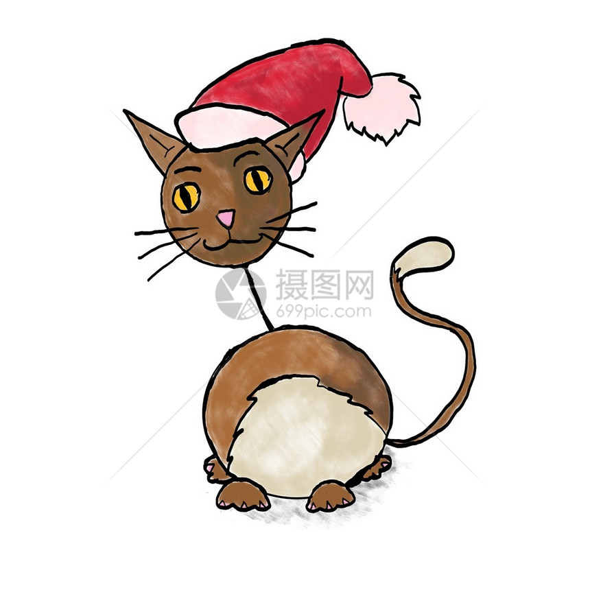 以圣诞为主题的猫插图Santa图片