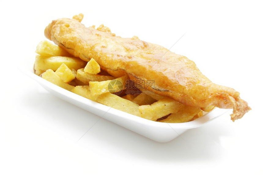 传统英式炸鱼薯条餐图片