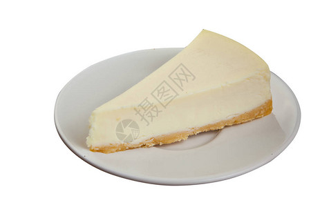 经典芝士蛋糕在白色盘子上图片