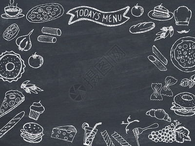黑板上的今天菜单粉笔背景图片