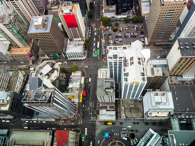 新西兰奥克兰中央商业区空中背景图片