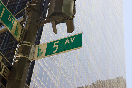 曼哈顿第五大道信号的照片图片