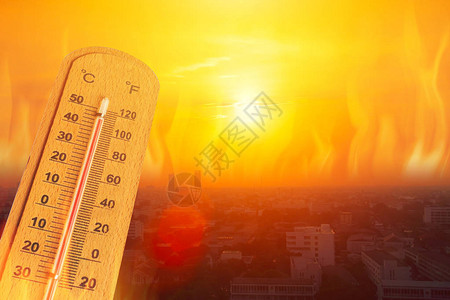 温度计流汗全球暖化高温夏季热背景