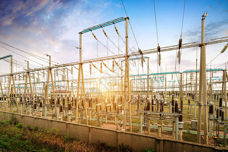 高压变电站现代电力设施背景图片