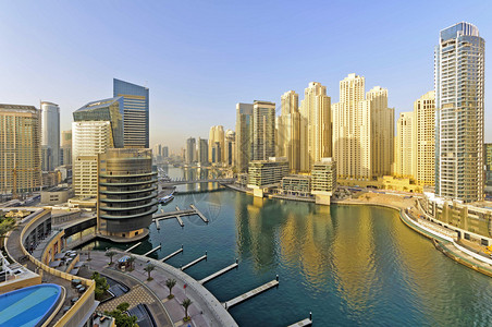 迪拜码头是一座人工运河城市背景图片
