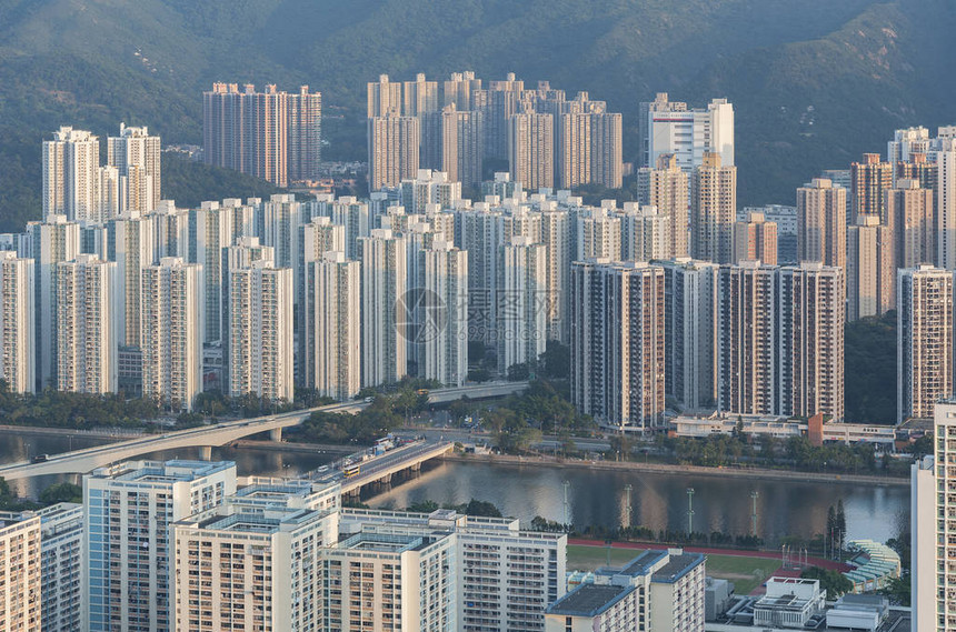 香港市住宅区空中观视图Ai图片