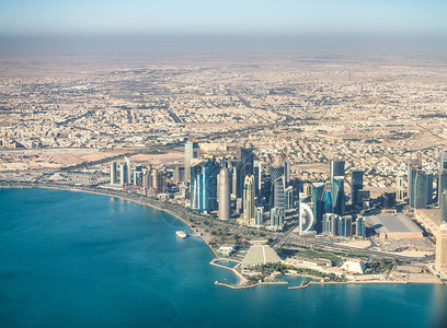 多哈空中天际线卡塔尔背景图片