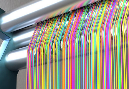 带颜色线程3d渲染的纺织机图片