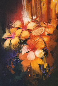 美丽的花朵色彩油画风格图片