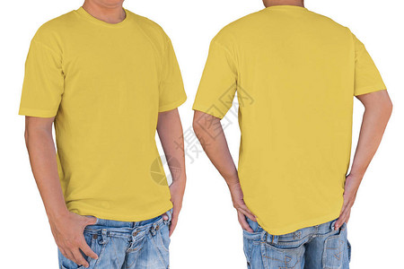 身穿软黄色T恤衫图片