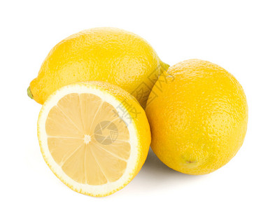 成熟的柠檬在白色背景上孤立图片