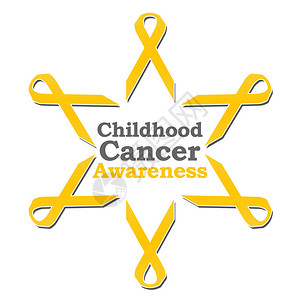 儿童癌症认知的概念形象带有金丝带图片