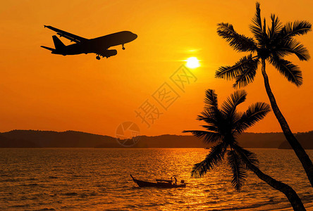 热带海滩日落图片