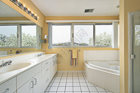 黄墙家中的主浴室图片