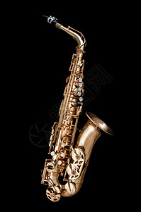 AltoSaxophone木风器在黑图片