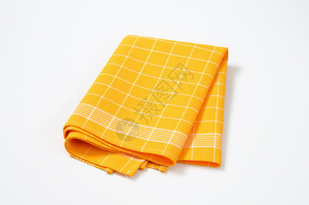 折叠黄色方格厨房毛巾图片