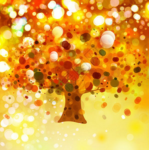 在灯光背景上的抽象秋季树图片