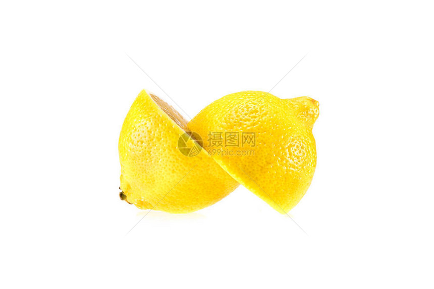黄色半柠檬白色隔离图片