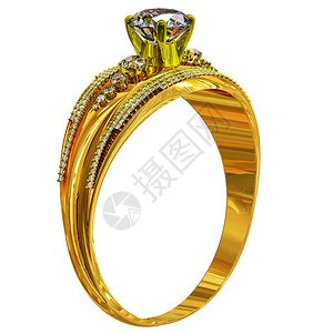 与钻石宝的金戒指订婚为恋爱中的人配备宝石的奢华珠宝首饰孤立的黄金图片