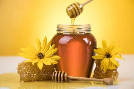 蜂蜜罐花朵配有双层图片