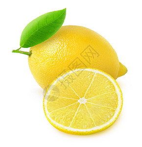 新鲜柠檬上白色孤立图片