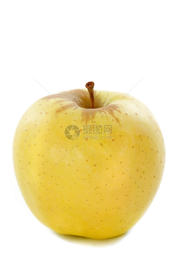白色背景前的金苹果图片