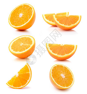 白色背景上的半个橙色水果图片