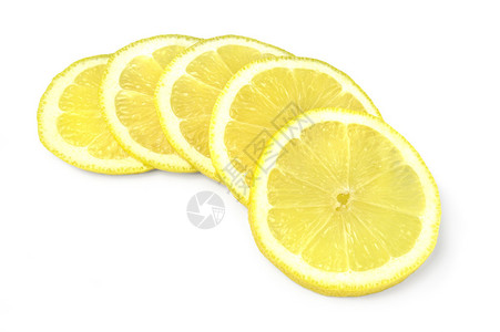在白色背景切口上隔离的柠檬片背景图片