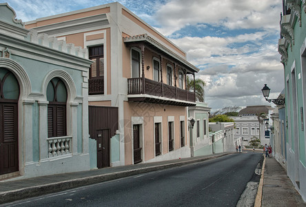 费利佩波多黎各圣胡安的典型街道背景