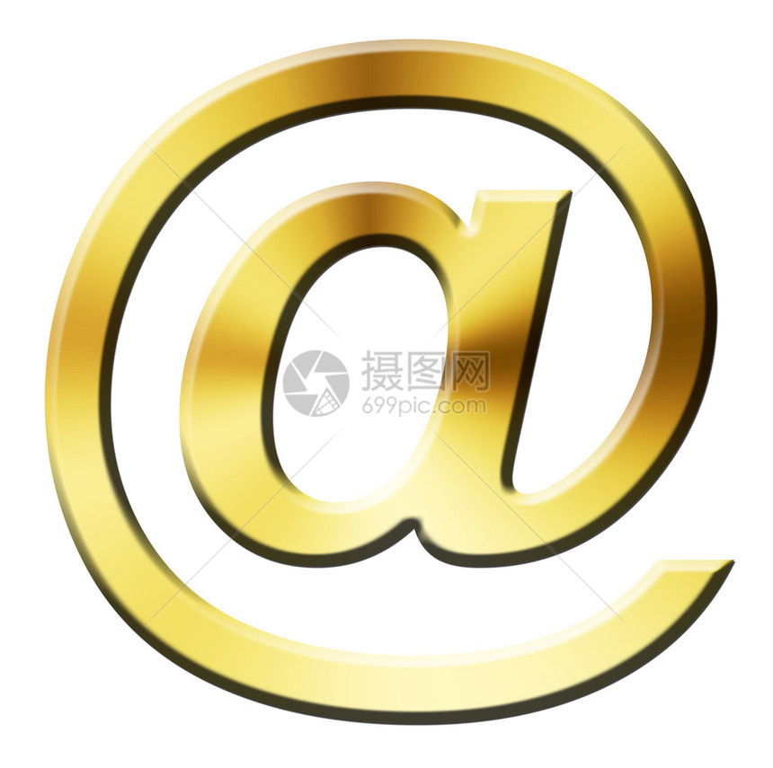白色背景上的金色电子邮件符号图片