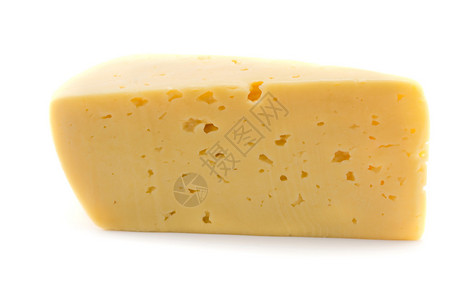 一块奶酪上白色孤立背景图片