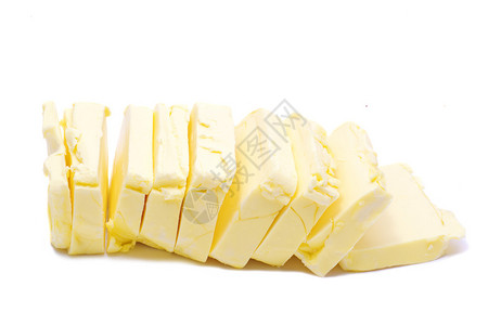 白色隔离的黄油切片图片