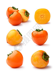 一套完整的和减半的Hachiya柿子高清图片