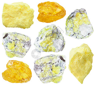从白底隔绝的硫矿石样本中图片