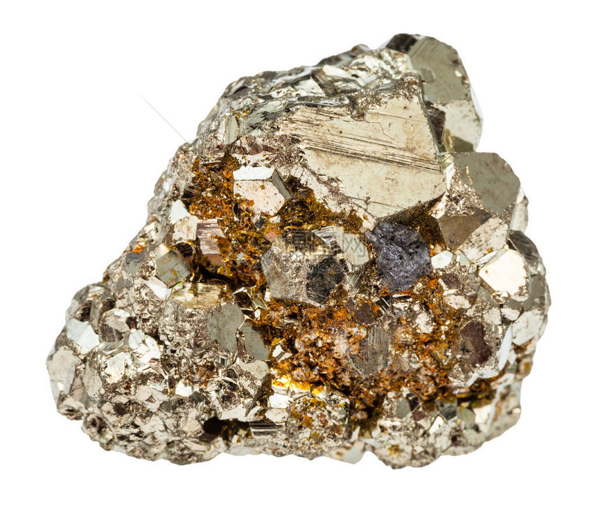 天然岩石标本白底绝缘的粗铁金石fools图片