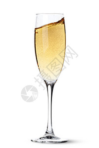 香槟杯有喷花白背景图片