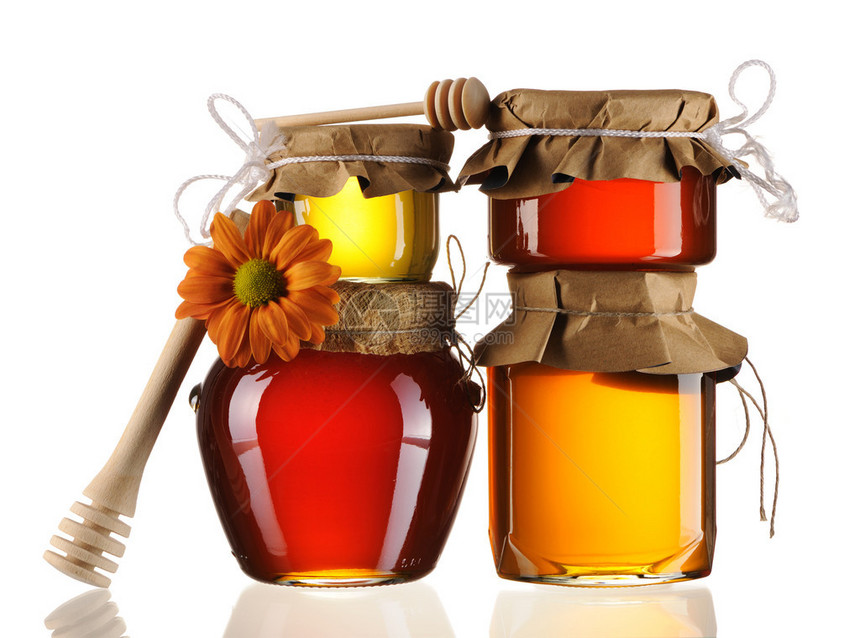 蜂蜜罐子和黄花瓶图片