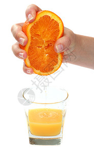 从橙子手倒橙汁图片