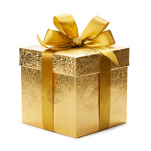 礼品盒和孤立的白色背景上的金丝带高清图片