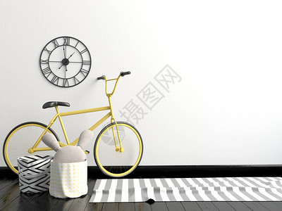 现代内地有自行车墙壁模拟设计图片
