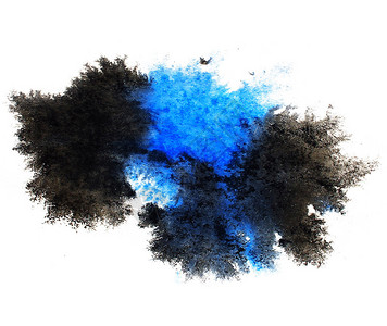 彩色水蓝色喷雾和孤立的零光手工涂染背景图片