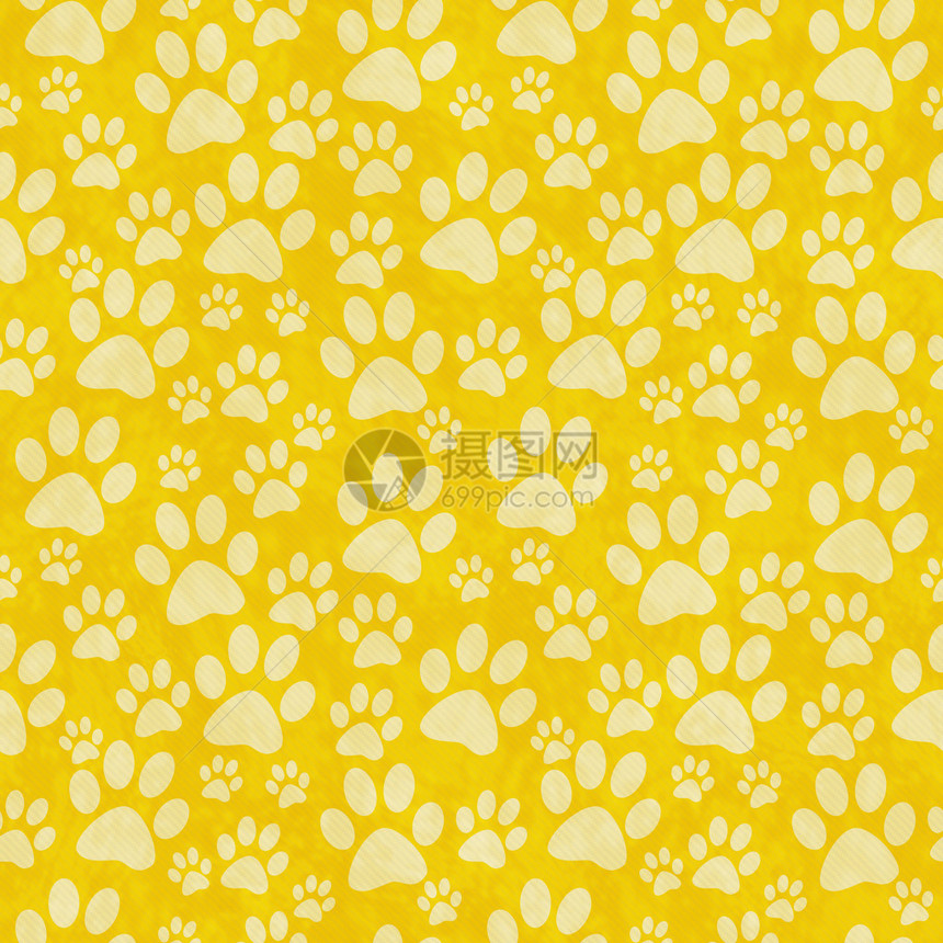 黄色DoggggyPaw打印瓷砖风格重复背景图片
