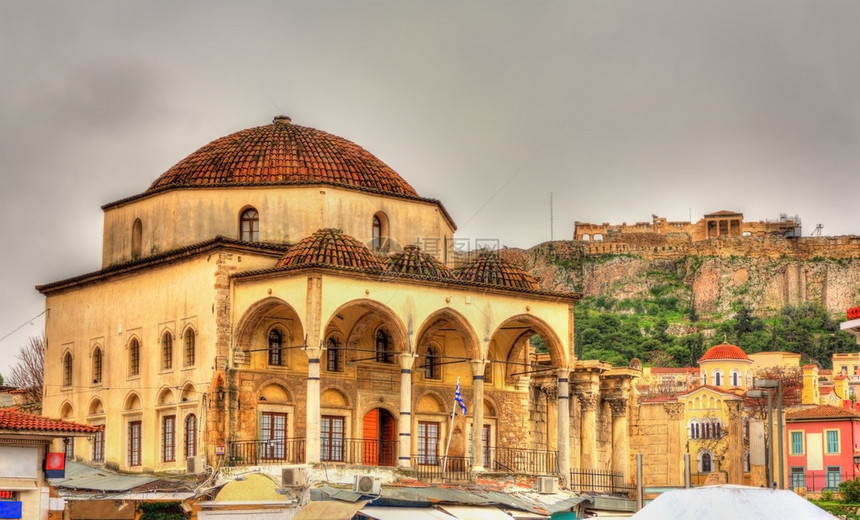 Tzistarakis清真寺和雅典卫城图片