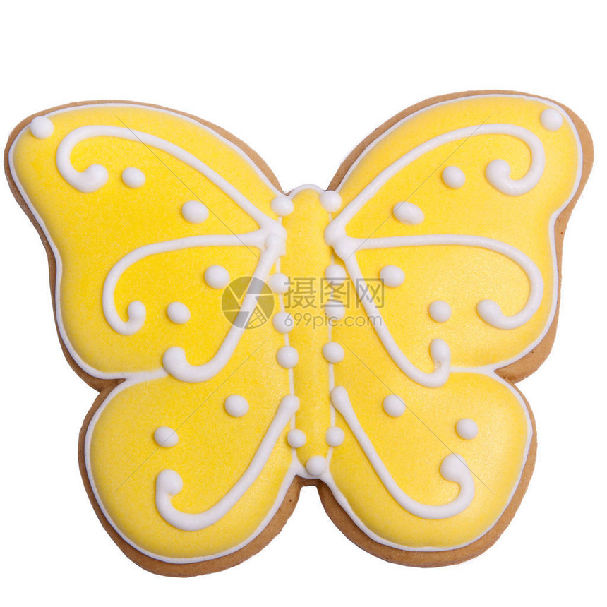 黄姜面包作为蝴蝶在单独闭合时图片