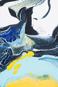 与黄色和蓝色丙烯酸漆的抽象纹理背景图片