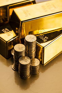 黄金钱和财富概念高清图片