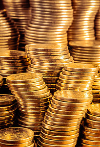 金硬币堆叠商业财背景图片