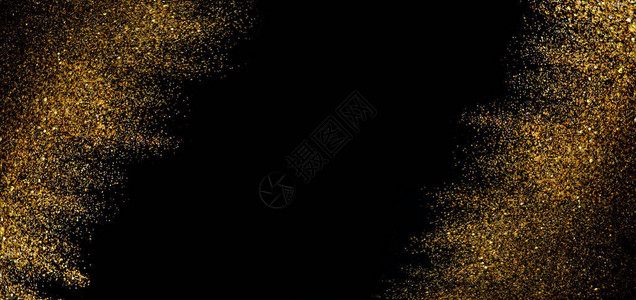 由黑色背景上的金光亮带有文字空间的顶视图片