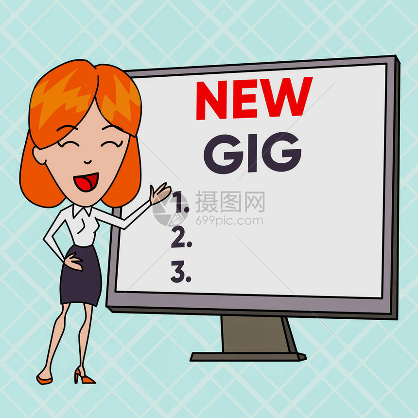 显示New Gig的文本商务照片图片