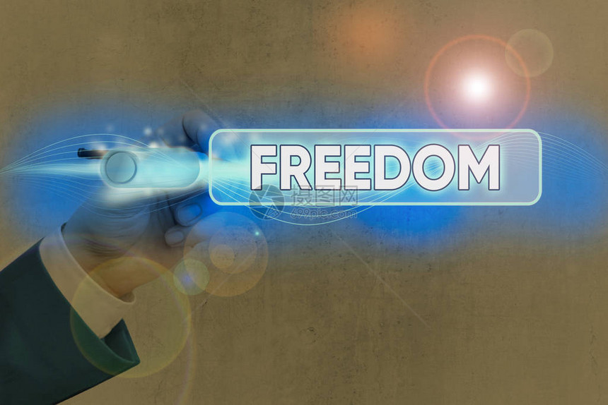 概念手写显示自由概念意味着自由而不是在禁闭图片